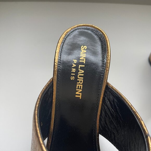 YSL Chestnut Gold Block Heel Sandal Size 40 - Picture 7 of 12